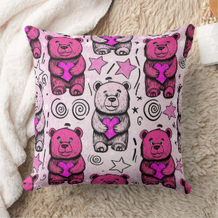 Teddybären mit Herzen und Rosa - Valentinstag (6) Kissen