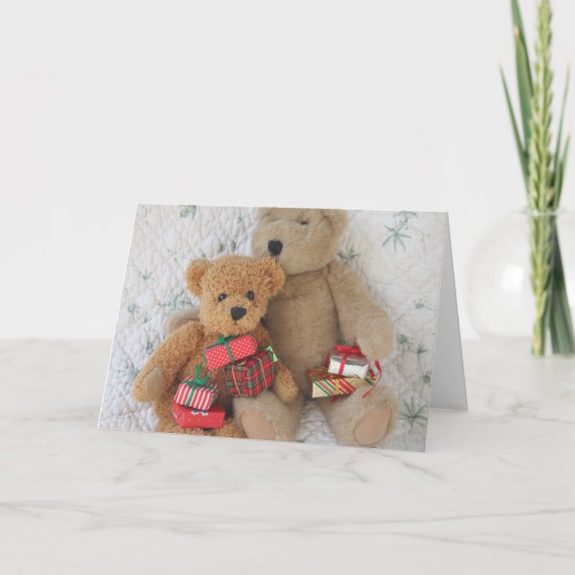 Teddybären mit Weihnachtsgeschenkkarte Feiertagskarte (Vorderseite)