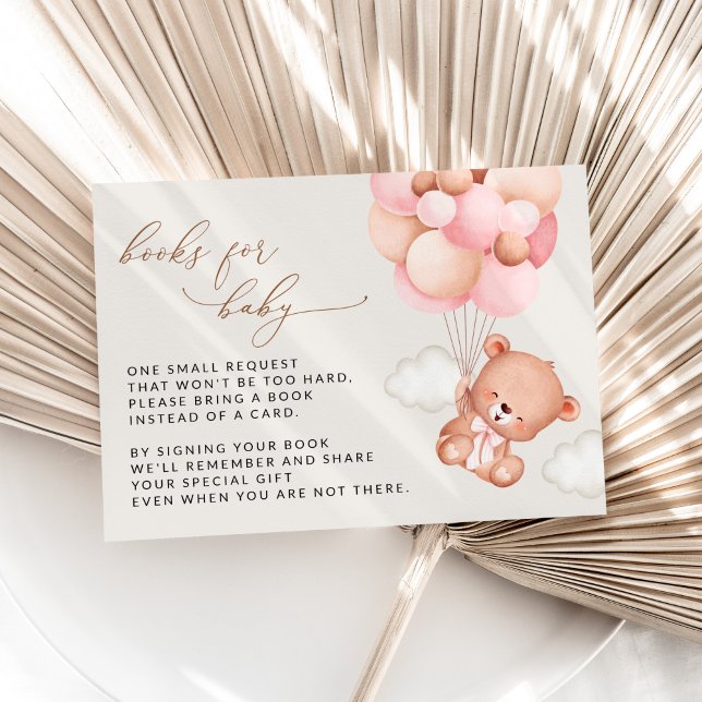 Teddybären, rosa Balloons, Bücher für Baby Begleitkarte (Von Creator hochgeladen)