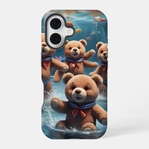 Teddybären schwimmen in einem Becken voller Fische iPhone 16 Hülle