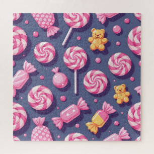 Teddybären und Bonbonmuster Puzzle