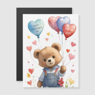 Teddybären-Valentinstag mit Wasserfarbe Magnetkart Magnetkarte