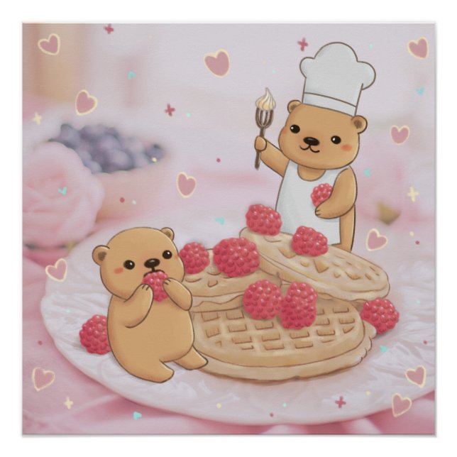 Teddybären & Waffeln Poster (Vorderseite)