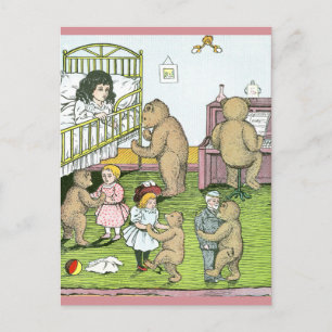 Teddybären walzen mit Puppen Postkarte