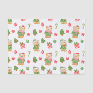 Teddybären, Weihnachtsbäume und Weihnachtsdekorati Seidenpapier