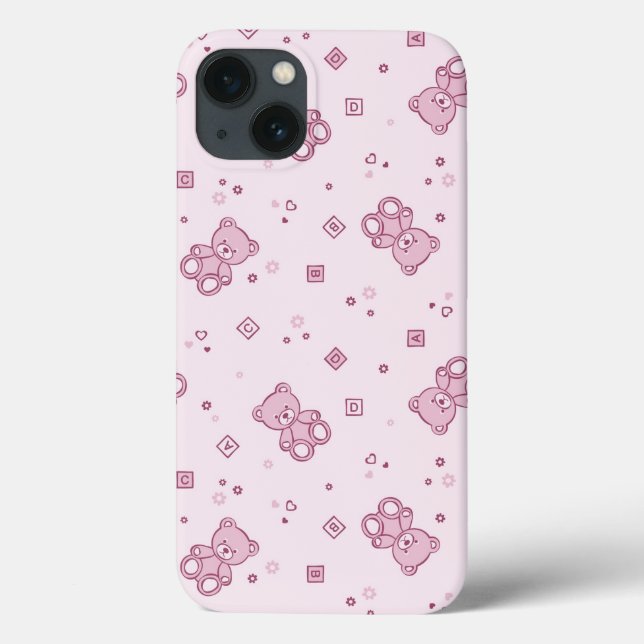 Teddybärhintergrund Rosa Case-Mate iPhone Hülle (Rückseite)