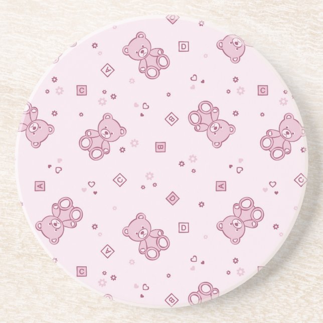 Teddybärhintergrund Rosa Getränkeuntersetzer (Vorne)