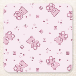 Teddybärhintergrund Rosa Rechteckiger Pappuntersetzer