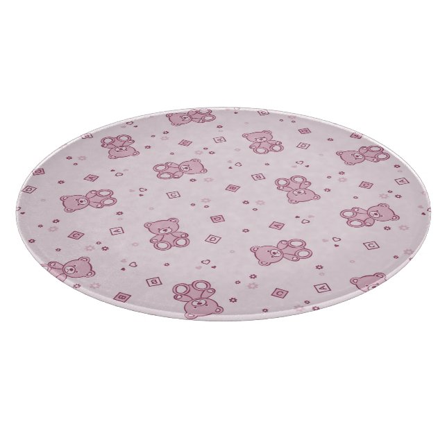 Teddybärhintergrund Rosa Schneidebrett (Ecke)