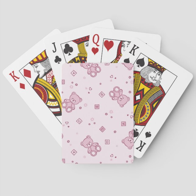 Teddybärhintergrund Rosa Spielkarten (Rückseite)