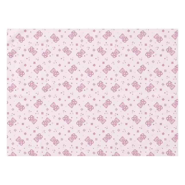 Teddybärhintergrund Rosa Tischdecke (Vorderseite (Horizontal))