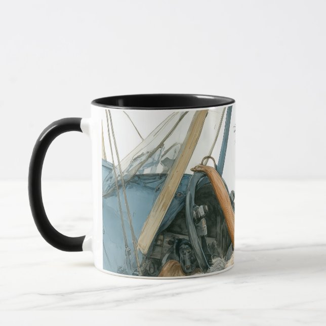Teddybärpilot, altes Flugzeug Tasse (Links)