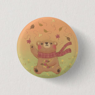 Teddybärs Herbstlaub Button