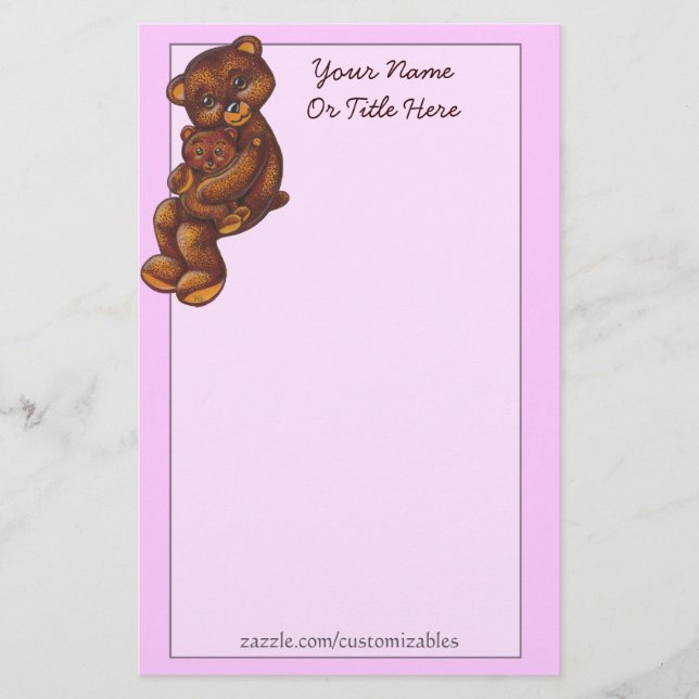 Teddybear Hug Stationery Briefpapier (Vorderseite)