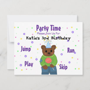 Teddybear Partys Time Einladung