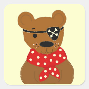 Teddybear Pirate Quadratischer Aufkleber