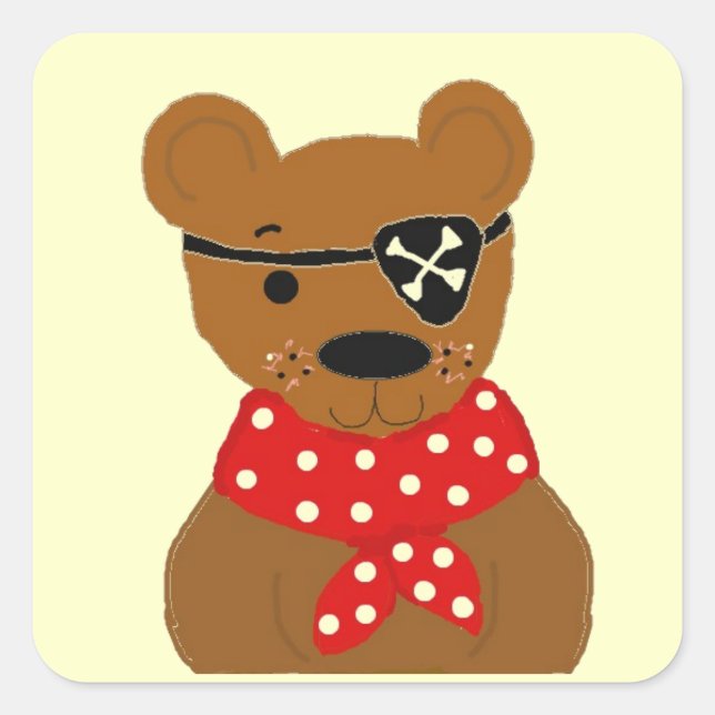 Teddybear Pirate Quadratischer Aufkleber (Vorderseite)