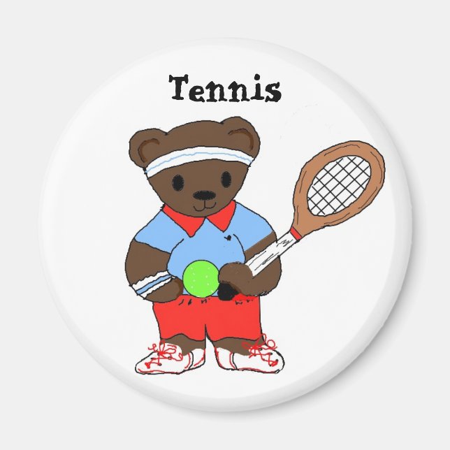 Teddybear Tennis Player Magnet (Vorne)