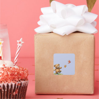 TEDDYBEAR WALKING QUADRATISCHER AUFKLEBER