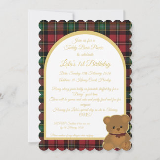 Teddypicknick-Einladung zum 1. Geburtstag Einladung