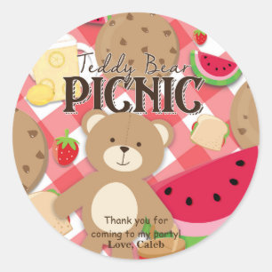 Teddypicknick-Sommer-Geburtstagsfeier Favor Runder Aufkleber