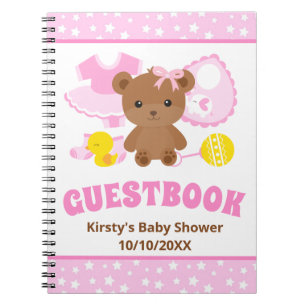 Teddypuppe Mädchenkleidung Baby Shower Gästebuch Notizblock
