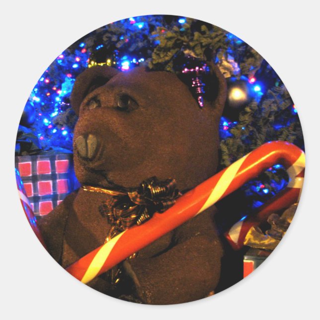 Teddys Christmas I Runder Aufkleber (Vorderseite)