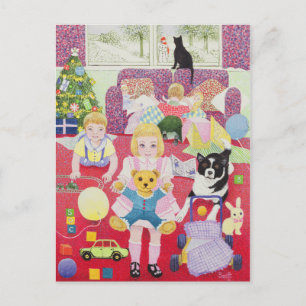 Teddy's Christmas Pajamas Feiertagspostkarte