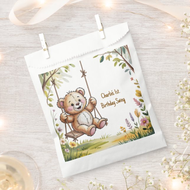 Teddys erstes GeburtstagsschwingenParty Geschenktütchen (Ausgeschnitten)