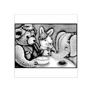 TEDY BEAR, BUNNY & ELEPHANT PARTY RUBBER BRIEFMARK GUMMISTEMPEL