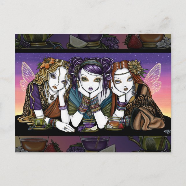 Tee 4 Three Eccentric KiKi Party Fairies Postkarte (Vorderseite)