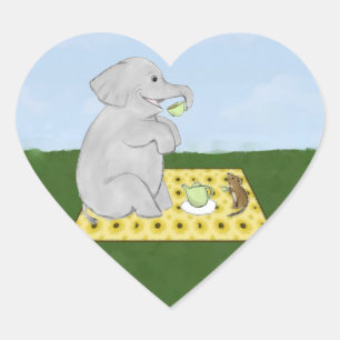 Tee-Aufkleber für Elephant und Maus Herz-Aufkleber