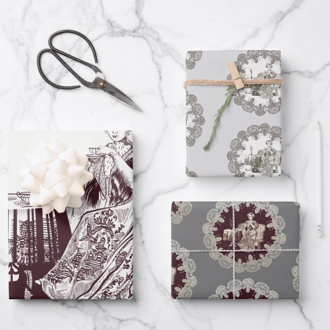 Tee aus Damengetränken Geschenkpapier Set (Vorderseite)