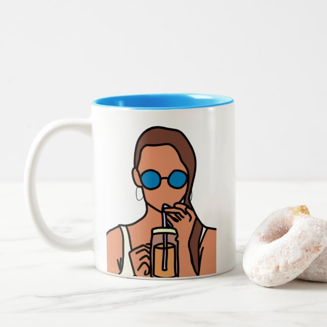 Tee aus dem Glas Zweifarbige Tasse (Mit Donut)