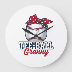 Tee Ball Oma Baseball Bow Vintage-Shirt_1 Große Wanduhr