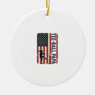Tee Ball Papa Amerikanische Flagge Vintage-Shirt-D Keramik Ornament