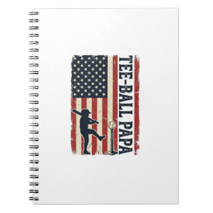 Tee Ball Papa Amerikanische Flagge Vintage-Shirt-D Notizblock