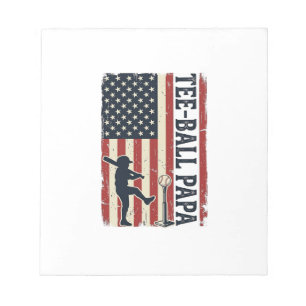 Tee Ball Papa Amerikanische Flagge Vintage-Shirt-D Notizblock