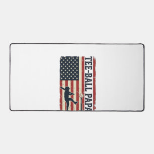 Tee Ball Papa Amerikanische Flagge Vintage-Shirt-D Schreibtischunterlage