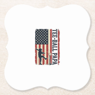 Tee Ball Papa Amerikanische Flagge Vintage-Shirt-D Untersetzer