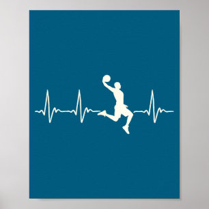 Tee Basketball Basketball Herzschlag 1 Poster
