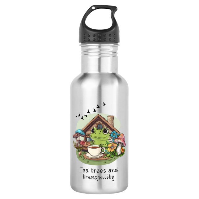 Tee, Bäume und Ruhe Edelstahlflasche (Vorderseite)