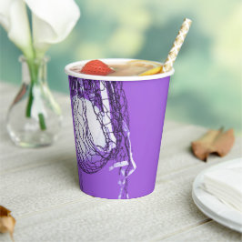 Tee Bold Lila Geburtstagsnetz & Volleyball Sports Pappbecher