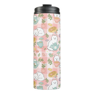 Tee Buch Katze Mädchen Süß Pastell Rosa Thermosbecher