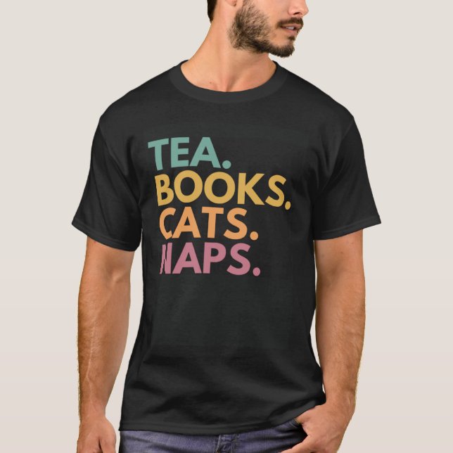 Tee Bücher Katzen Nickerchen (Vorderseite)