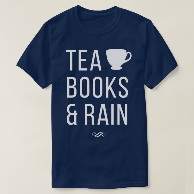 Tee Bücher und Regen (Design vorne)