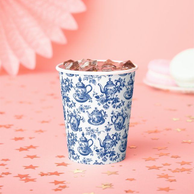 Tee Chinoiserie French Toile Du Jouy Pattern Pappbecher (Insitu)