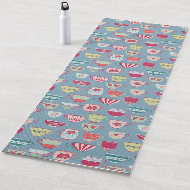 Tee Cup Muster Blau Yogamatte (Teacup pattern fun yoga mat)