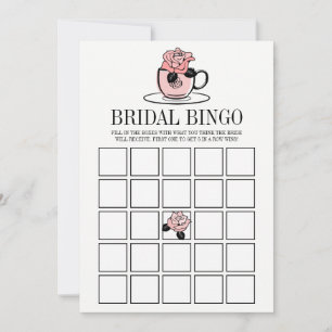 Tee Cup und Blume Brautparty Bingo Game Card