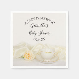 Tee Cup und White Rose Baby Brauen Dusche Serviette